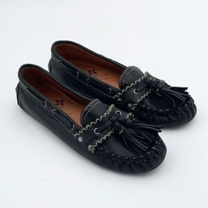 Patricia Nash Black Leather Tassel Loafers Italian leather Womans size 7.5